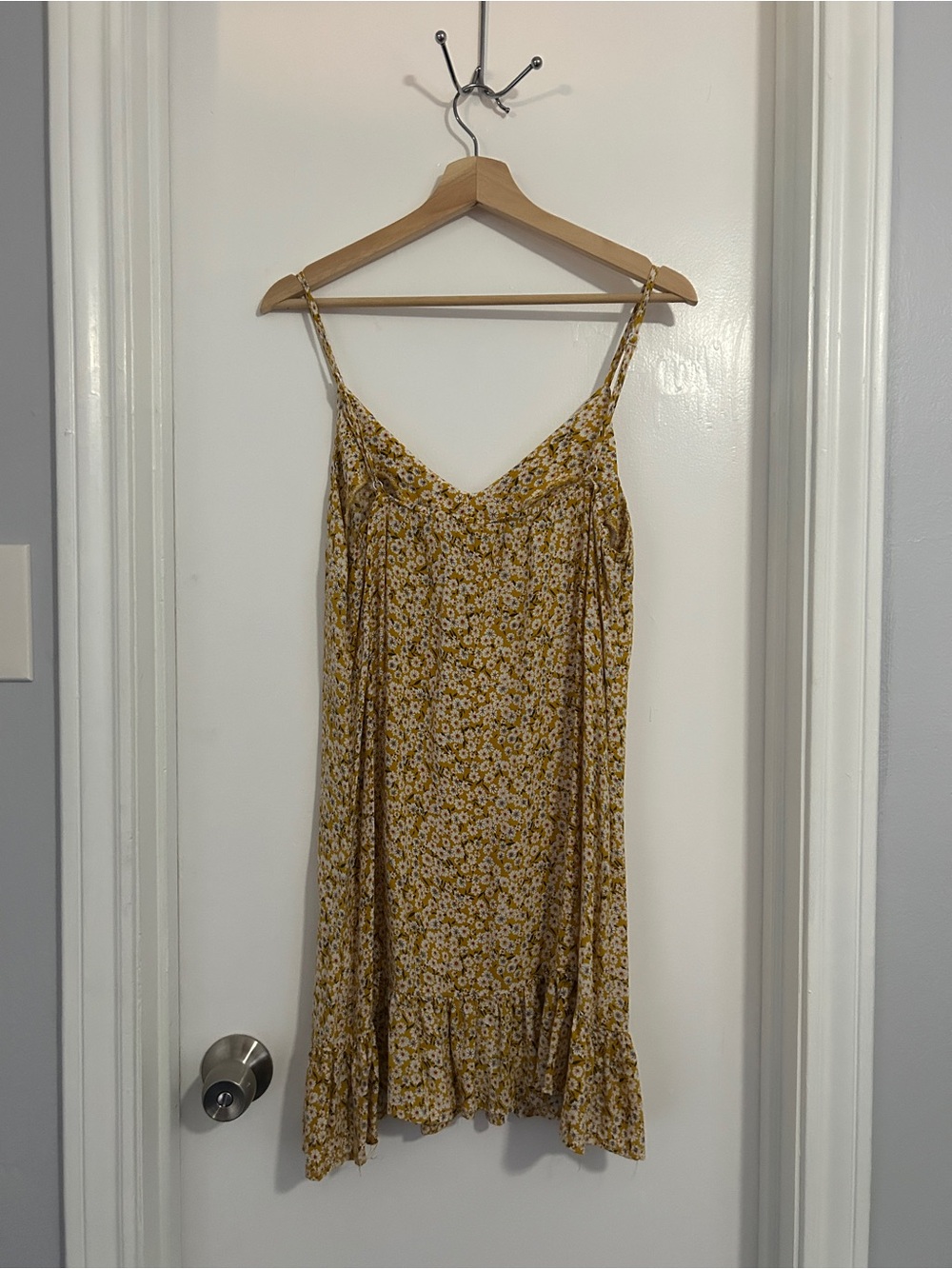 Yellow Floral Ruffle Slip Dress - Picture 2 of 7